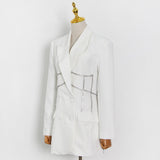 Double-breasted Rhinestone-trimmed Blazer Dress in colors