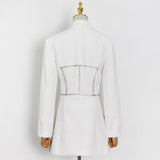 Double-breasted Rhinestone-trimmed Blazer Dress in colors