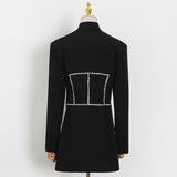 Double-breasted Rhinestone-trimmed Blazer Dress in colors
