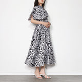 Cheetah Print Belted Midi Dress