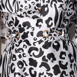 Cheetah Print Belted Midi Dress