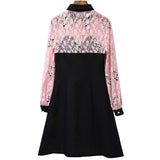 Baby doll patchwork embroidered black mini dress