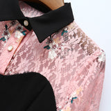 Baby doll patchwork embroidered black mini dress