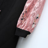 Baby doll patchwork embroidered black mini dress