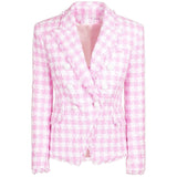 DOUBLE-BREASTED houndstooth blazer in colors