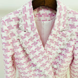 DOUBLE-BREASTED houndstooth blazer in colors