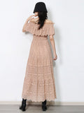 POSTCARD cold shoulder eyelet maxi dress in colors