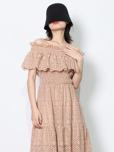 POSTCARD cold shoulder eyelet maxi dress in colors