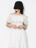 POSTCARD cold shoulder eyelet maxi dress in colors