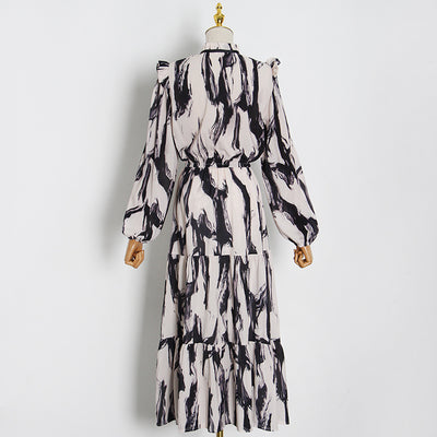 Elegant Black and White Maxi Dress