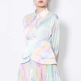 Pleated Vintage Midi Dress in colors