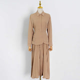 Pleated Vintage Midi Dress in colors