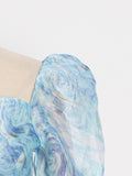 Dreamy Blue Tie-dyed Print Midi Dress