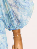 Dreamy Blue Tie-dyed Print Midi Dress