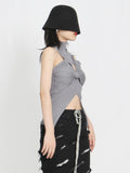Turtleneck twisted crop top in colors