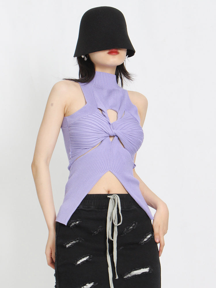 Turtleneck twisted crop top in colors