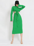 Twist Front Empire Cut Midi Dress in colors