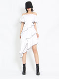 Ruffled Asymmetric Hem Mini Dress