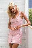 Summer pink belted mini dress