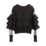 Ruffled-sleeve sweater in colors