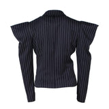 Striped buff-shoulders short jacket