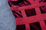 Burgundy velvet strapped mini dress