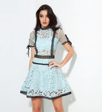 Forget-Me-Not lace mini dress in blue