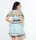 Forget-Me-Not lace mini dress in blue