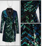 EYES-ON-ME SEQUINED WRAP PARTY MINI DRESS IN GREEN