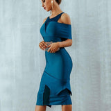 ORNELLA off-shoulder midi dress in blue
