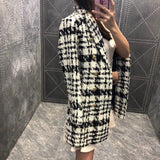 Plaid wool-blend winter coat