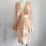 Legita bohemian lace midi dress in pink