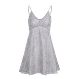 Spaghetti strap lace mini dress in gray