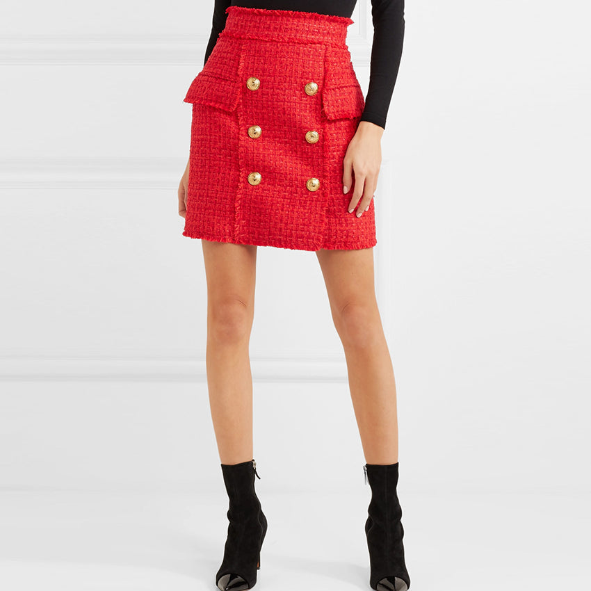 Tasseled mini skirt in red
