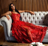 MONA mesh maxi dress in red