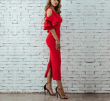 Dionne ruffled sleeves maxi dress in red