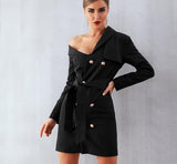 Cold-shoulder trench mini dress