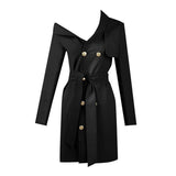 Cold-shoulder trench mini dress