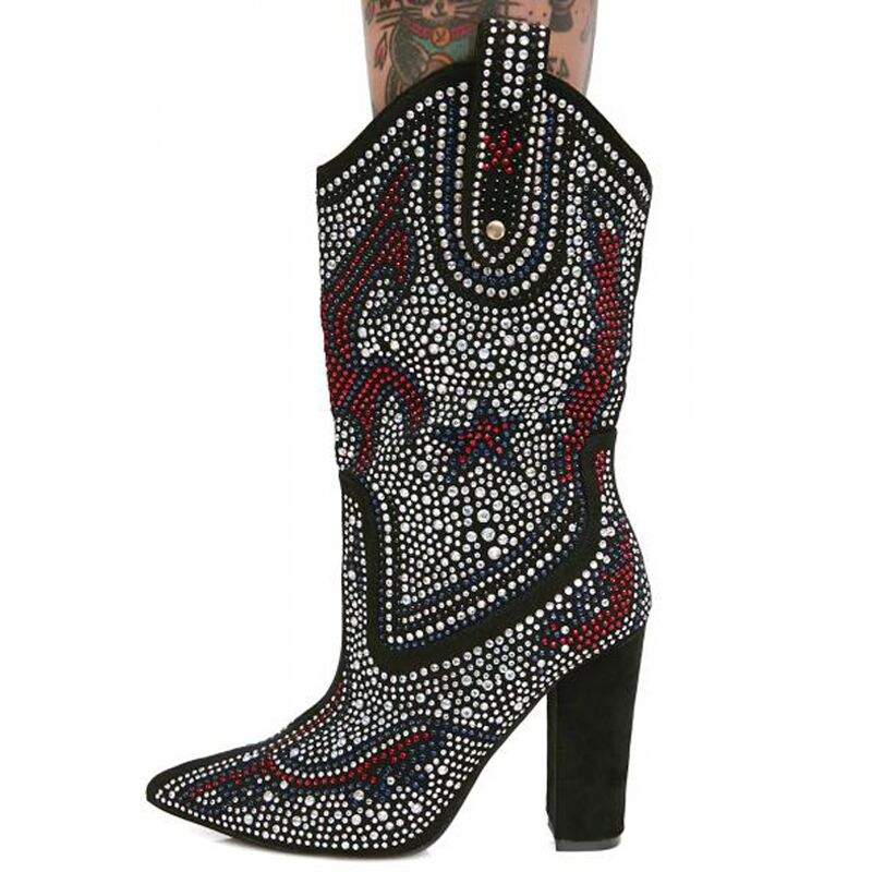 Cowgirl rhinestones embellished boots