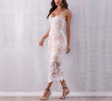 Riley bodycon lace maxi dress in apricot white