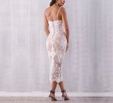 Riley bodycon lace maxi dress in apricot white