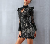 Antoinette turtleneck lace mini dress