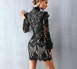 Antoinette turtleneck lace mini dress