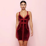 Burgundy velvet strapped mini dress