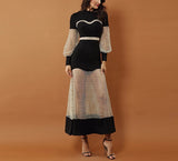 Lucia maxi dress with net sleeves and skirt