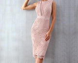 LADY lace midi dress in pink beige