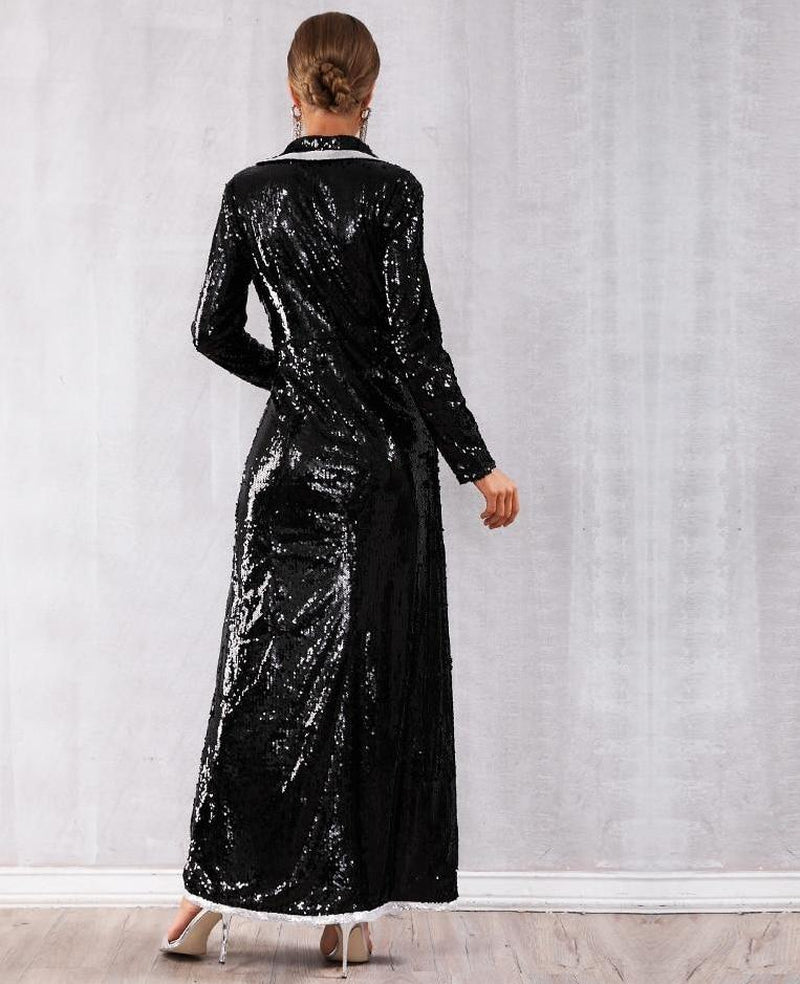 SEQUINED GOWN IN BLACK