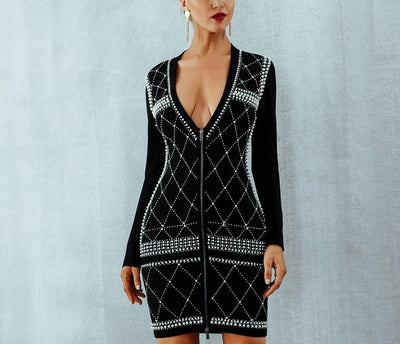 FERNANDA beaded black mini dress