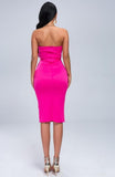 Platicia draped midi dress in hot pink