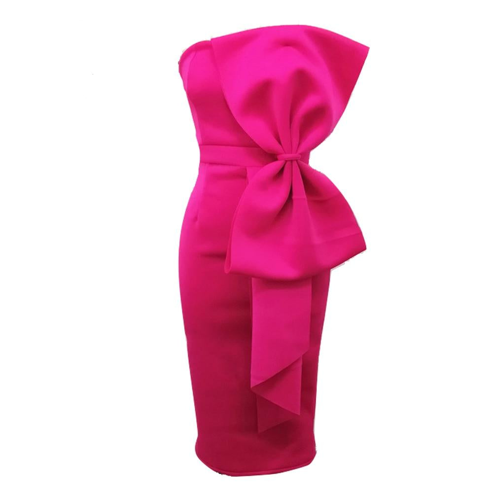 Platicia draped midi dress in hot pink